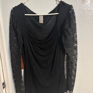 Elegant Black Lace Sleeve Dress